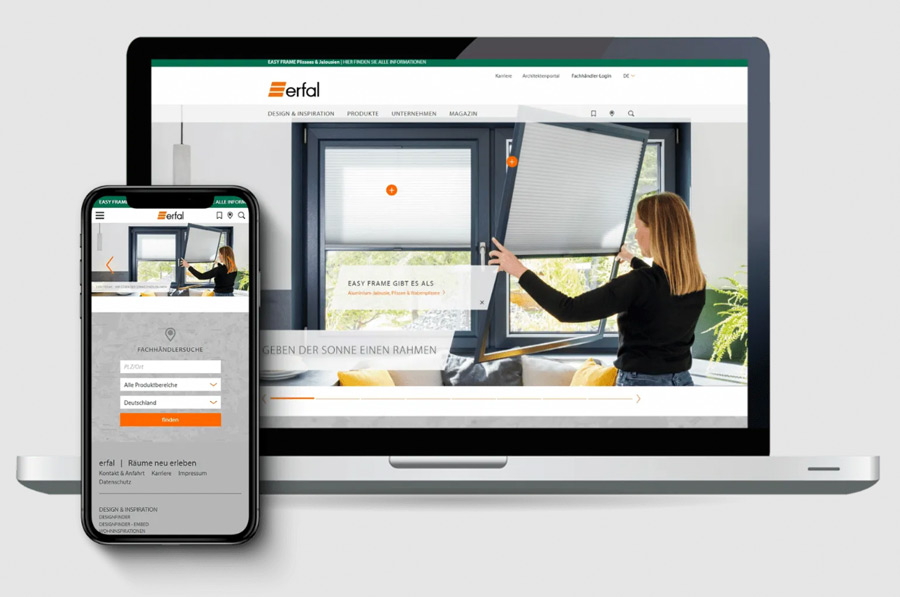 erfal Website auf zwei verschiedenen Endgeräten