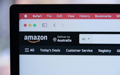 Photo of a mobile device with an Amazon website